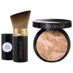 Набор: рассыпчатая пудра-основа Balance and Brighten Color Correcting Baked Powder Foundation + Kabuki Brush Set