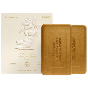 Soft Services x Vacation Buffing Bar Exfoliating Body Bar (2-pack) с нотами кокоса, ананаса и солнца