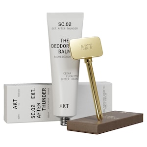 The Deodorant Balm Starter Set SC.02 AFTER THUNDER: cedar, eucalyptus, bitter orange.