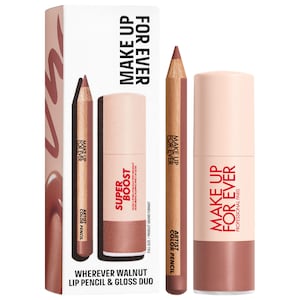 Набор: мини-карандаш для бровей и полноразмерный блеск для губ MAKE UP FOR EVER Super Boost
