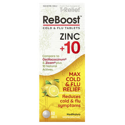 T-Relief™, ReBoost™, Цинк +10, от простуды и гриппа, 60 таблеток