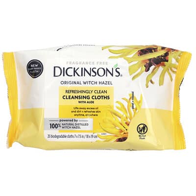 Original Witch Hazel, Refreshingly Clean Cleansing Cloths with Aloe, Fragrance Free, 25 Cloths