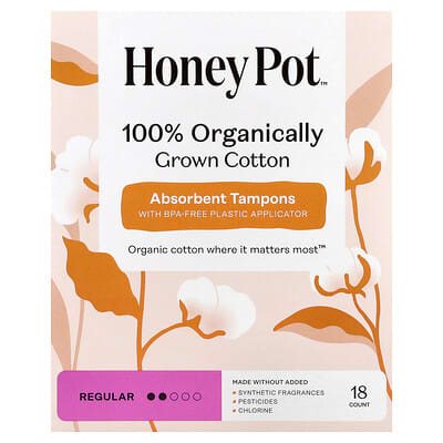 The Honey Pot Company 100% органические абсорбирующие тампоны Regular 18 шт.