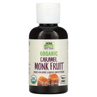 Подсластитель Real Food, Organic Monk Fruit, Zero-Calorie Liquid, Caramel, 1.8 fl oz (53 ml)