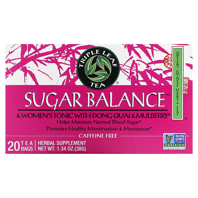 Женский тоник Sugar Balance с Dong Quai & Mulberry, без кофеина, 20 Tea Bags, 1.34 oz (38 g)