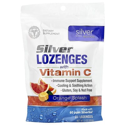 Silver Biotics®, серебряные пастилки с витамином C, Orange Splash, 21 шт., 3 oz (85 g)