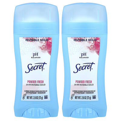 Дезодорант-антиперспирант Secret, бесцветный твердый, Powder Fresh, упаковка 2 шт, 2.6 oz (73 g) каждая