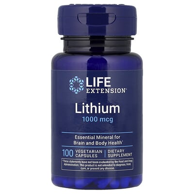 Литий Life Extension, 1,000 mcg, 100 вегетарианских капсул