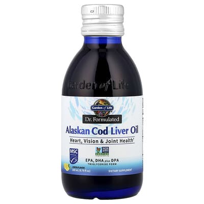 Масло печени альпийской трески Garden of Life, лимон, 6.76 fl oz (200 ml)