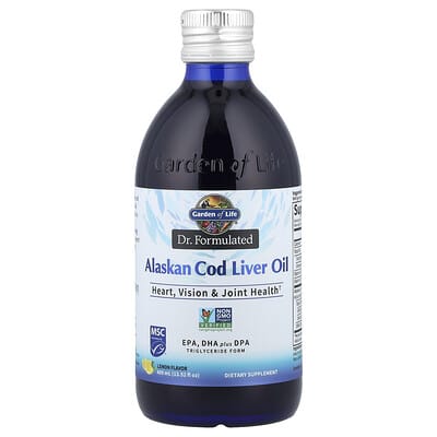 Масло печени альпийской трески Garden of Life, лимон, 13.52 fl oz (400 ml)
