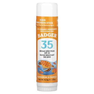Детский солнцезащитный стик, SPF 35, мандарин и ваниль, 0.65 oz (18.4 g)