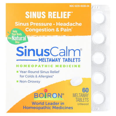 SinusCalm®, для облегчения состояния при гайморите, без вкуса, 60 таблеток