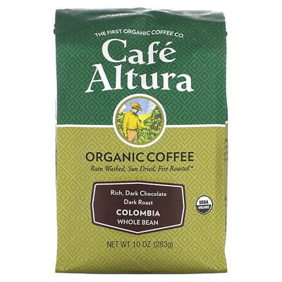 Cafe Altura Органический кофе, Колумбия, цельное зерно, темная обжарка, 283 g