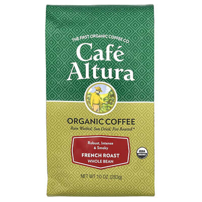 Organic Coffee, Whole Bean, French Roast, 10 oz (283 g)