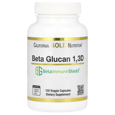 Бета-глюкан из водорослей California Gold Nutrition 1,3D, 120 вегетарианских капсул (125 mg на капсулу)
