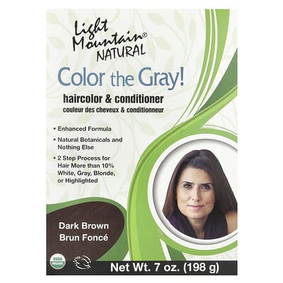 Light Mountain Натуральный краситель и кондиционер для волос, Dark Brown, 7 oz (198 g)