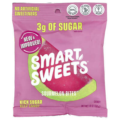 SmartSweets Sourmelon Bites™, арбуз, 1.8 oz (50 g)