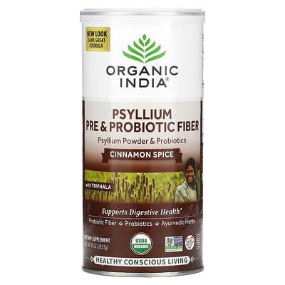 Псиллиум Organic India Pre & Probiotic Fiber, Cinnamon Spice, 10 oz (283.5 g)