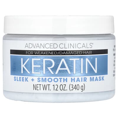 Advanced Clinicals Keratin, маска для волос Sleek + Smooth, 12 oz (340 g)
