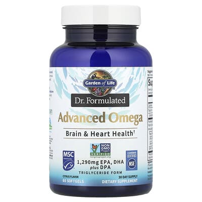 Garden of Life Dr. Formulated, продвинутый Omega, цитрус, 60 мягких гелевых капсул (645 mg на капсулу)