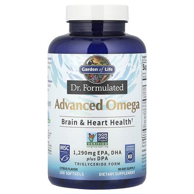 Garden of Life Dr. Formulated, продвинутый Omega, цитрус, 180 мягких гелевых капсул