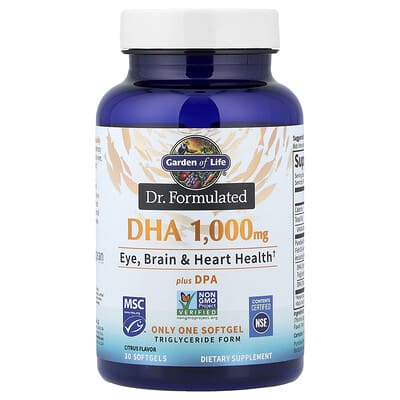 Garden of Life Dr. Formulated DHA plus DPA, Citrus, 30 мягких капсул