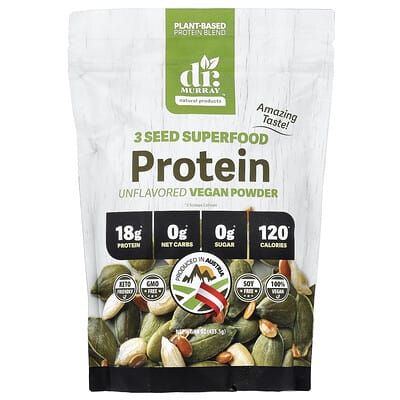 3 Seed Superfood Protein Vegan Powder, веганский протеиновый порошок из 3 семян, без вкуса, 16 oz (435.5 g)