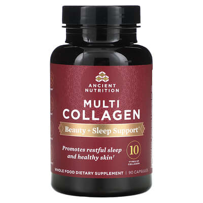 Ancient Nutrition Multi Collagen, Beauty + Sleep Support, 90 капсул