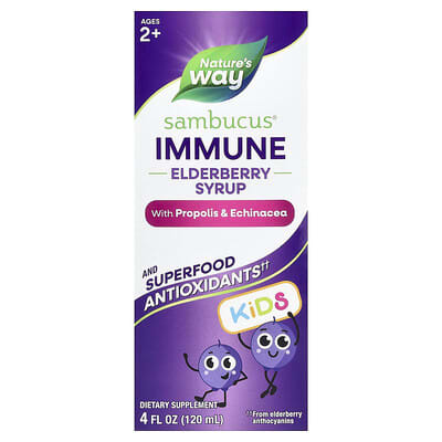 Sambucus® Kids, Immune Syrup Elderberry with Propolis & Echinacea, Ages 2+, 4 fl oz (120 ml)