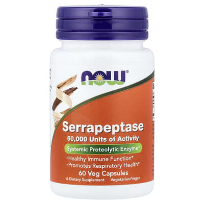 Serrapeptase, 60 вегетарианских капсул (27 mg на капсулу)