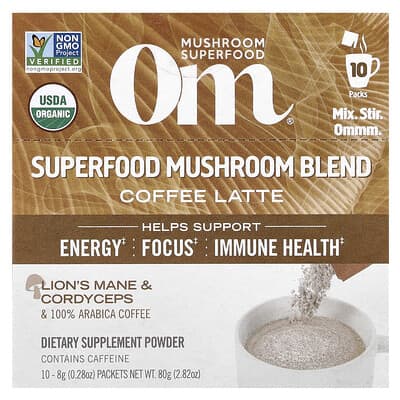 Смесь суперфудов Om Mushrooms Coffee Latte 10 Packets 0.28 oz