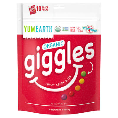 Organic Giggles, жевательные конфеты, 10 упаковок по 0.5 oz (14 g)