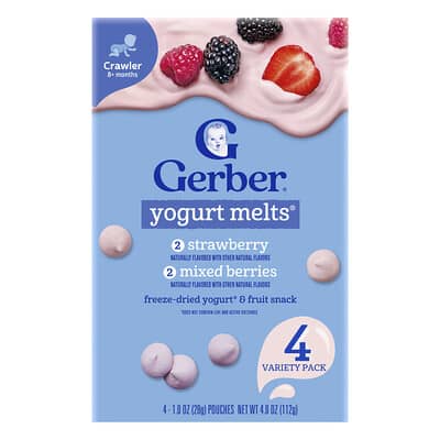 Yogurt Melts®, 8+ месяцев, ассорти, 4 упаковки по 28 g