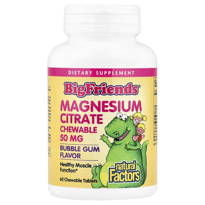 Big Friends®, Magnesium Citrate, Bubble Gum, 50 mg, 60 Chewable Tablets