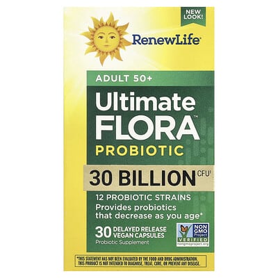 Ultimate Probiotic Flora™, Adult 50+, 30 Billion CFU, 30 веганских капсул с замедленным высвобождением