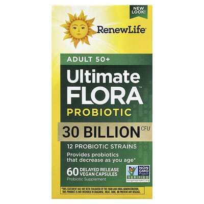 Renew Life Ultimate Flora™ пробиотик для взрослых 50+, 60 веганских капсул