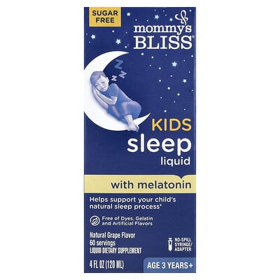 Детский жидкий сон с Melatonin, Age 3 Years+, Natural Grape, 4 fl oz (120 ml)