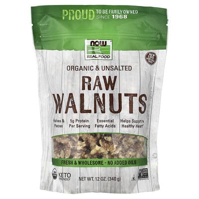 Real Food, Organic Raw Walnuts, Unsalted, 12 oz (340 g)