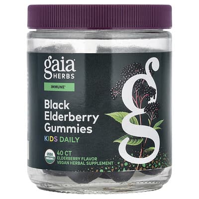 Детские желейные витамины Gaia Herbs Black Elderberry, 40 штук