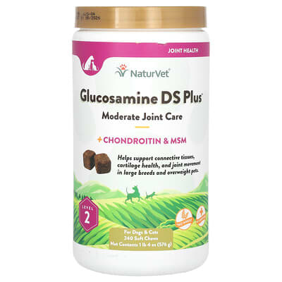 Glucosamine DS Plus, Chondroitin & MSM для собак и кошек, Level 2, 240 мягких жевательных таблеток, 1 lb 4 oz (576 g)