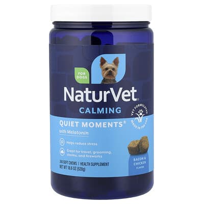 Calming, Quiet Moments® with Melatonin, For Dogs, Bacon & Chicken, 240 Soft Chews, 18.6 oz (528 g)