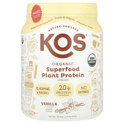 Organic Superfood Plant Protein Powder, Vanilla, 1.2 lb (555 g)