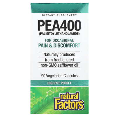 Natural Factors PEA400 (Palmitoylethanolamide), 400 mg, 90 вегетарианских капсул