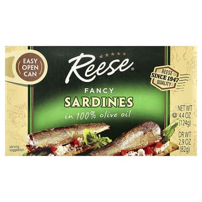 Reese Fancy Sardines в 100% оливковом масле, 4.4 oz (124 g)