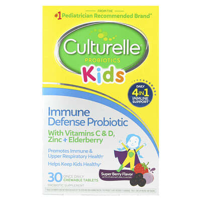Детские пробиотики Culturelle Immune Defense, Super Berry, 30 жевательных таблеток