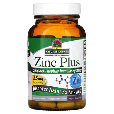 Цинк Zinc Plus, 25 mg, 60 вегетарианских капсул