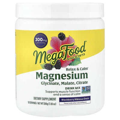 MegaFood магний, смесь для питья, Blackberry Hibiscus Oasis, 200 g