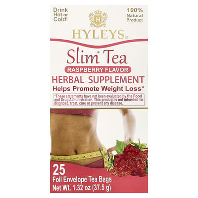 Slim Tea, Raspberry, 25 Foil Envelope Tea Bags, 1.32 oz (37.5 g)