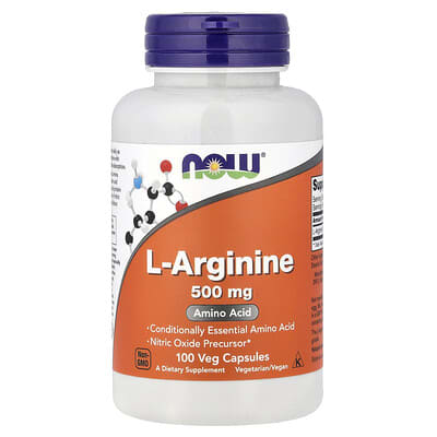 L-Arginine, 500 mg, 100 вегетарианских капсул