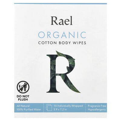 Влажные салфетки Rael Organic Cotton Body Wipes, Fragrance Free